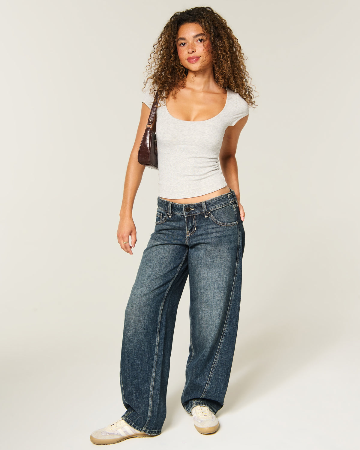 Hollister Hollister Andi Adjustable Waist Ultra Low-Rise Distressed Barrel Jeans