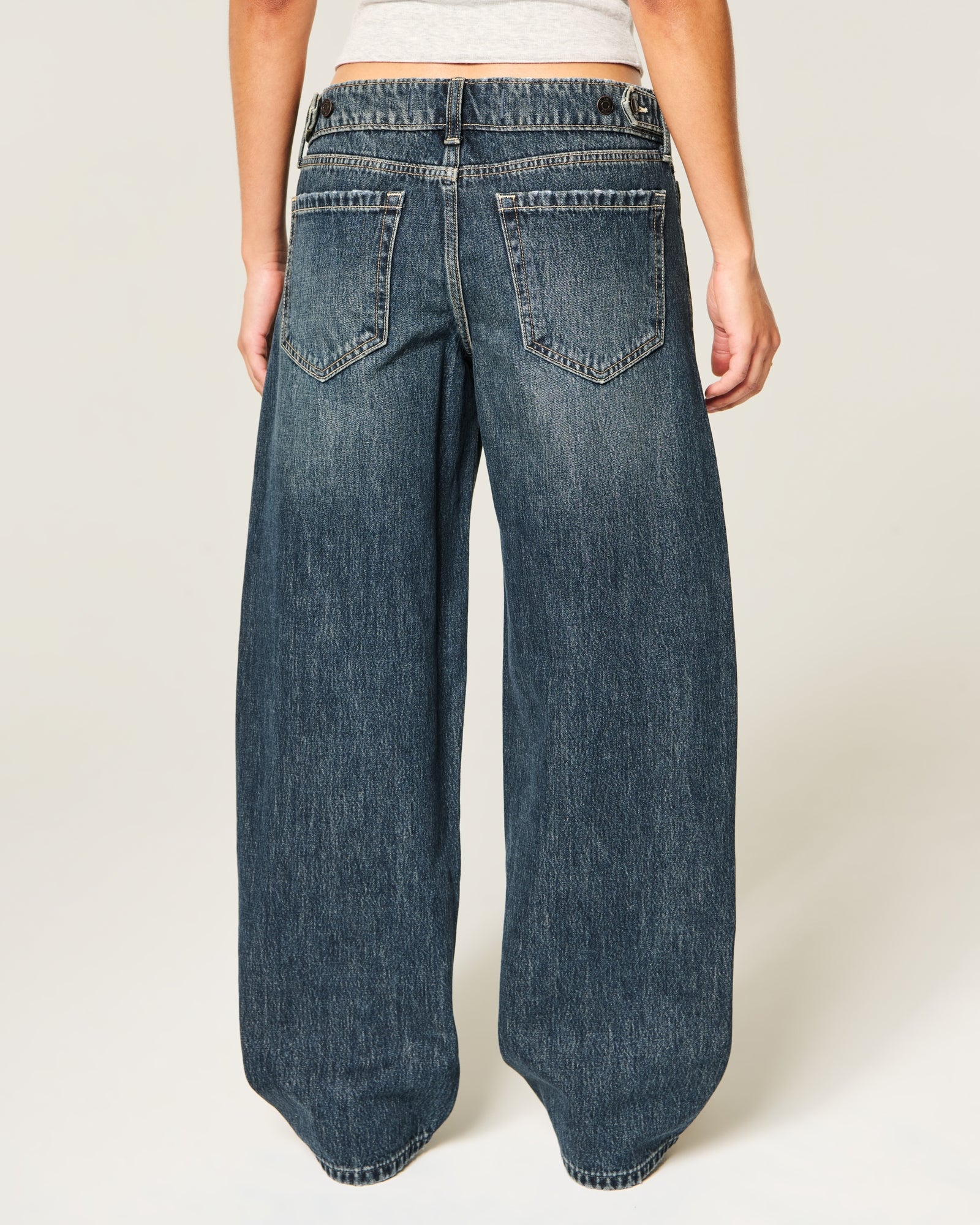 Hollister Hollister Andi Adjustable Waist Ultra Low-Rise Distressed Barrel Jeans