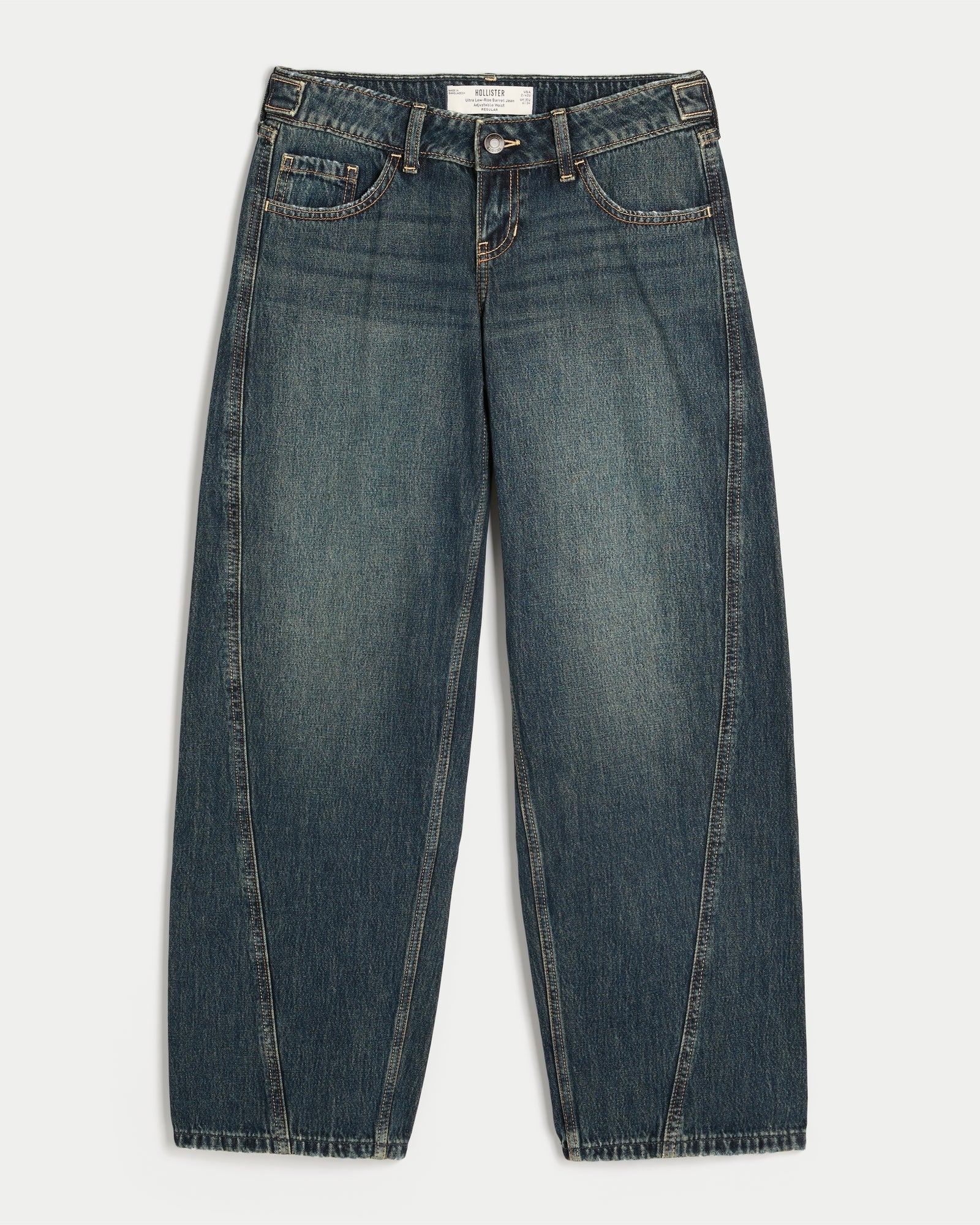 Hollister Hollister Andi Adjustable Waist Ultra Low-Rise Distressed Barrel Jeans