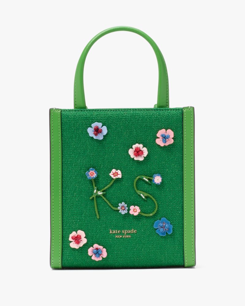 KateSpade Manhattan Floral Appliqué Chenille Mini Tote Watercress Multi