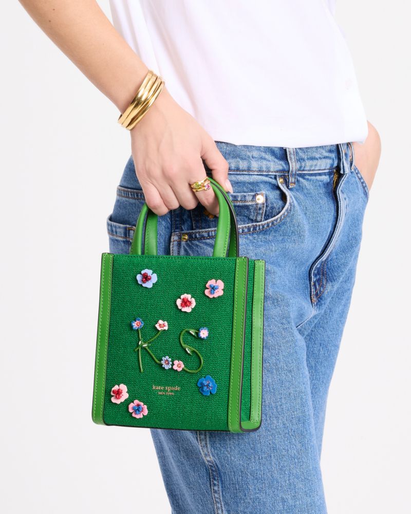 KateSpade Manhattan Floral Appliqué Chenille Mini Tote Watercress Multi
