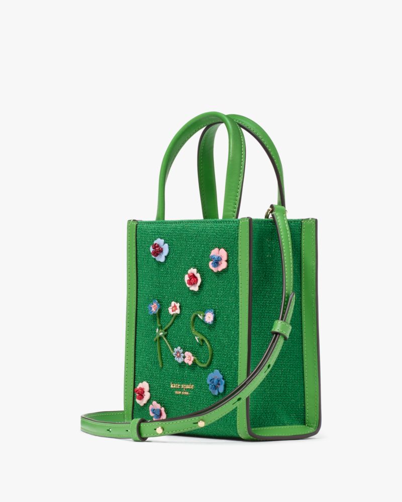 KateSpade Manhattan Floral Appliqué Chenille Mini Tote Watercress Multi