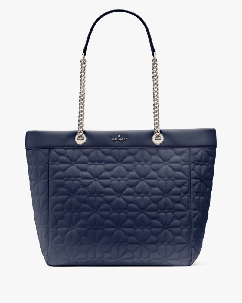 KateSpade Spade Flower Quilted Fabric XL Tote Parisian Navy