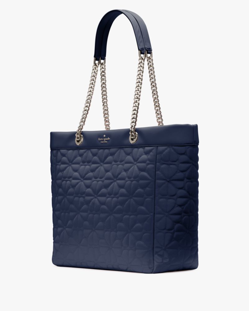 KateSpade Spade Flower Quilted Fabric XL Tote Parisian Navy