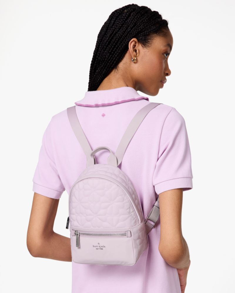 KateSpade Spade Flower Quilted Fabric Small Backpack Pale Amethyst