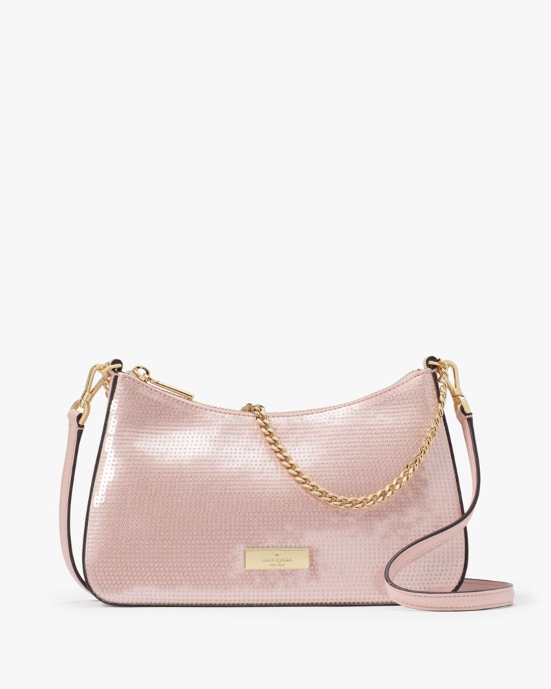 KateSpade Margot Satin Sequin Convertible Crossbody Rose Smoke