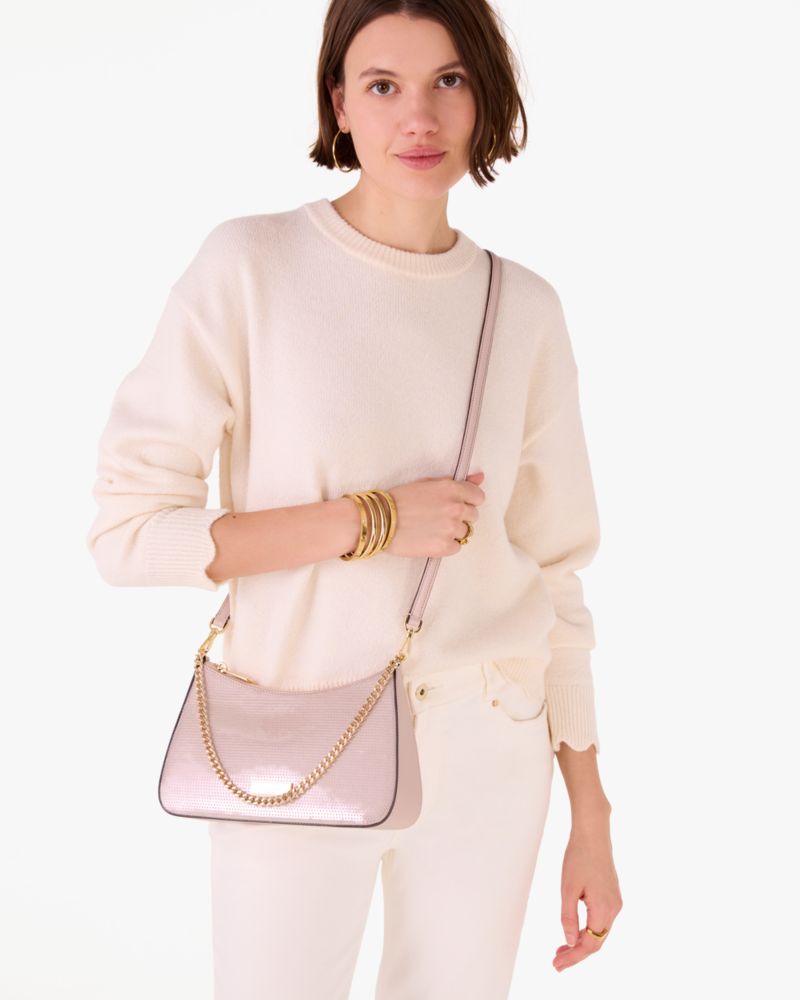 KateSpade Margot Satin Sequin Convertible Crossbody Rose Smoke