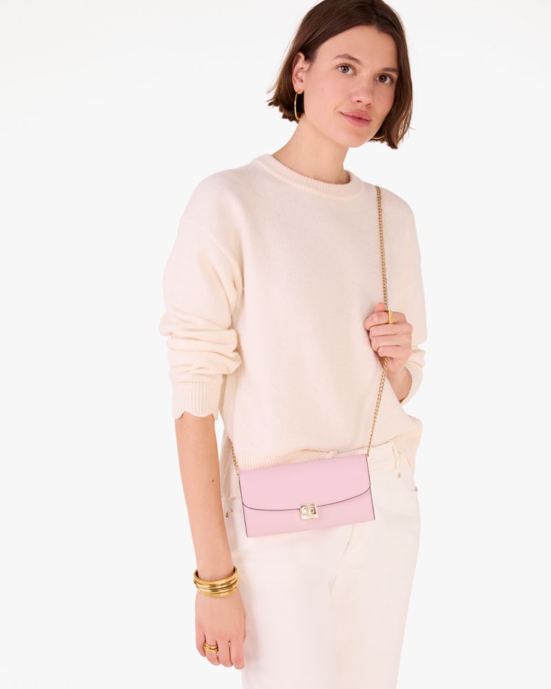 KateSpade Phoebe Turnlock Wallet on chain Pink Horizon