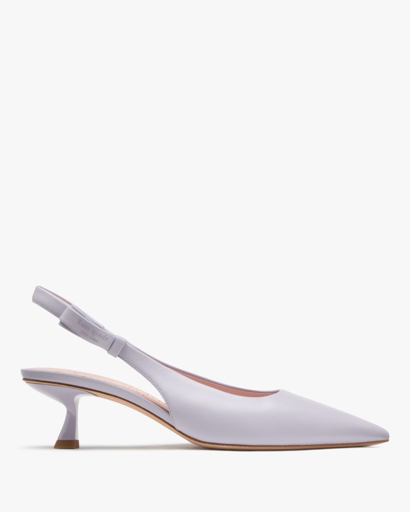 Katespade Riley Slingback Smooth Leather Kitten Heel Lavender Cream