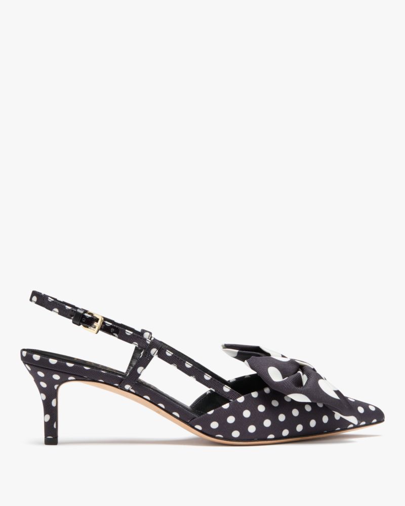 Katespade Rue Breezy Dot Slingback Pumps Black Cream Multi