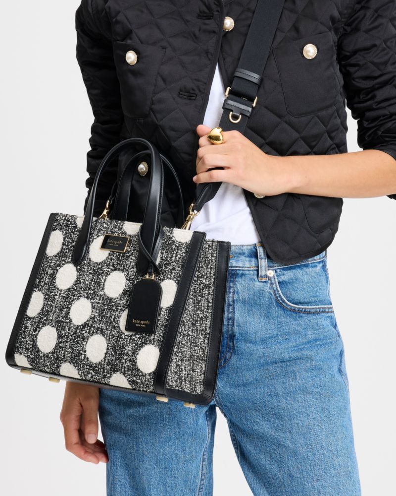 KateSpade Manhattan Dot Tweed Small Tote Black Multi