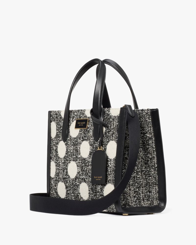 KateSpade Manhattan Dot Tweed Small Tote Black Multi