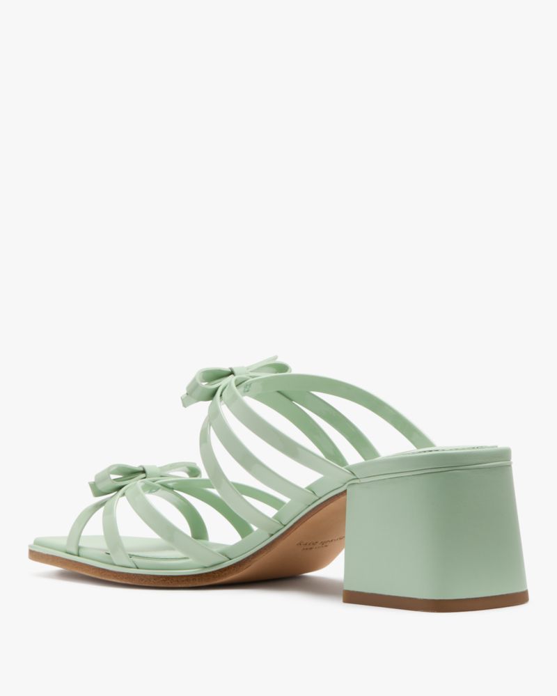 Katespade Carolina Patent Block Heel Sandals Pistachio Ice