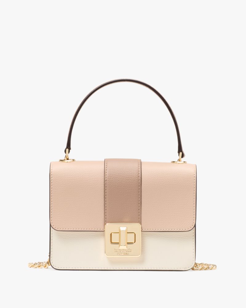 KateSpade Phoebe Turnlock Mini Flap Crossbody Toasted Hazelnut Mul