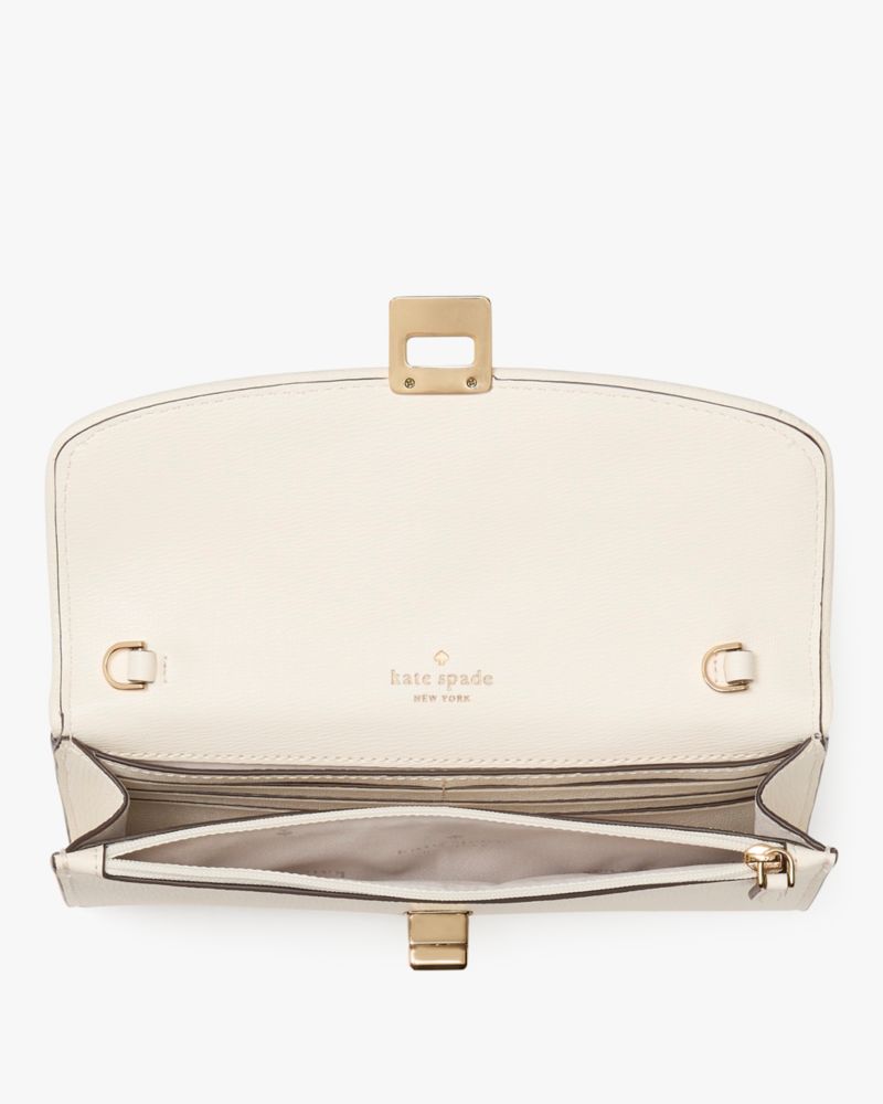 KateSpade Phoebe Straw Turnlock Wallet on chain Natural Multi