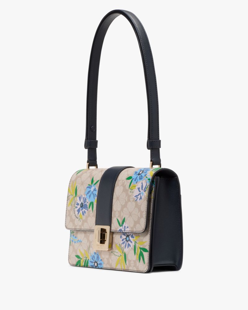 KateSpade Spade Flower Floral Small Flap Shoulder Bag Blazer Blue Multi