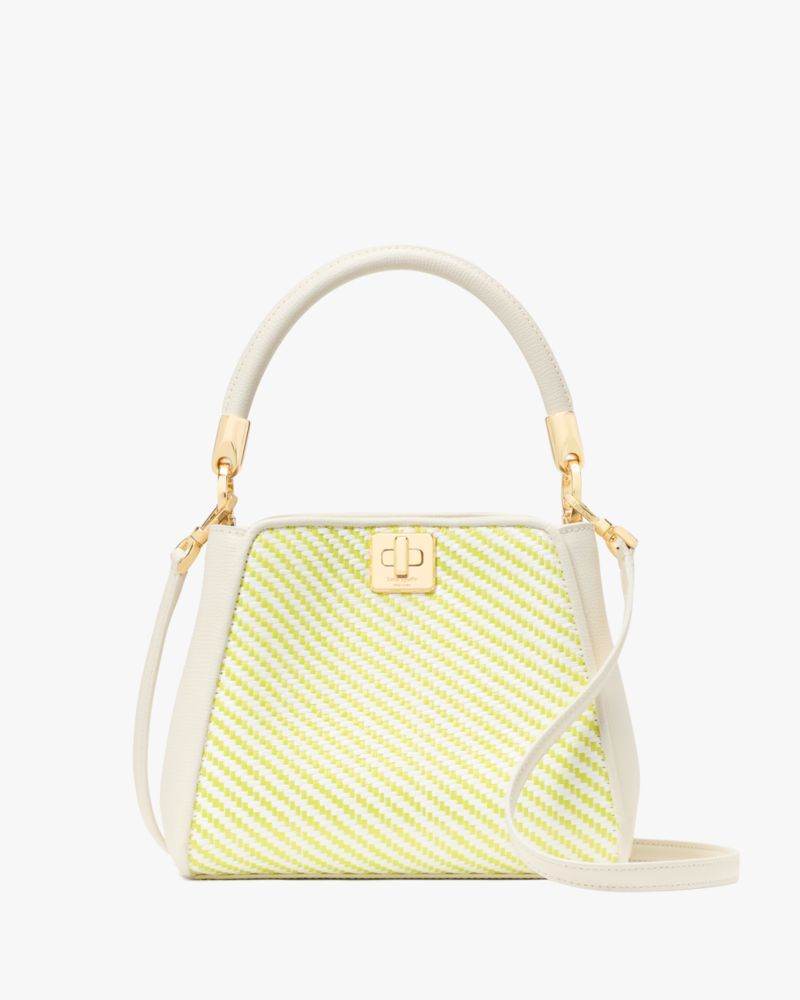 KateSpade Phoebe Straw Small Top Handle Bag Lime Slushy Multi