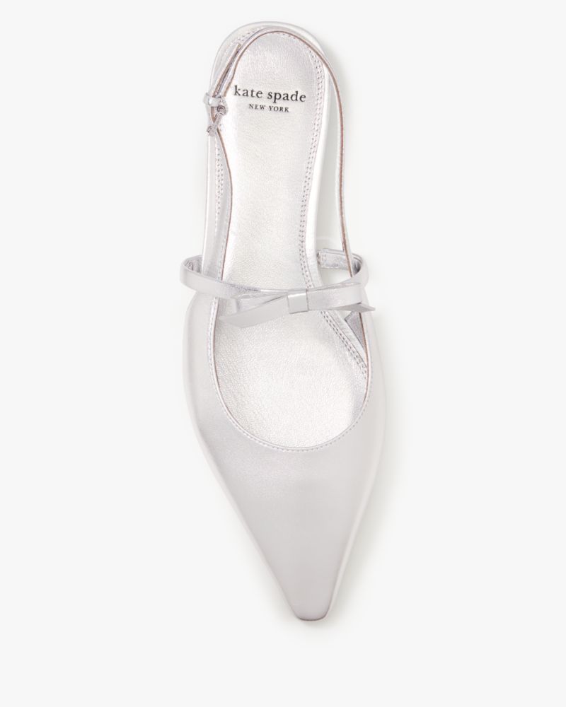 Katespade Carolina Slingback Flats Silver