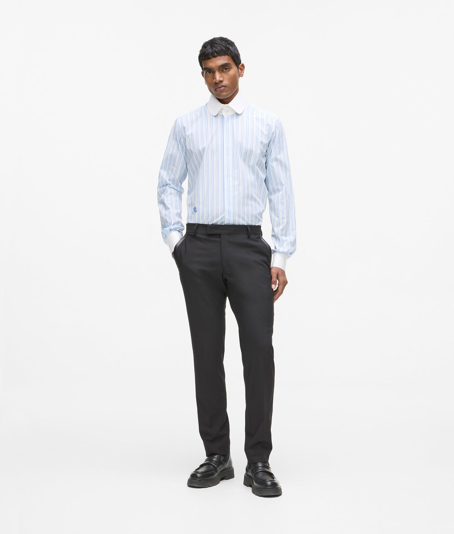 Karl Lagerfeld Contrast Collar Striped Shirt Royal