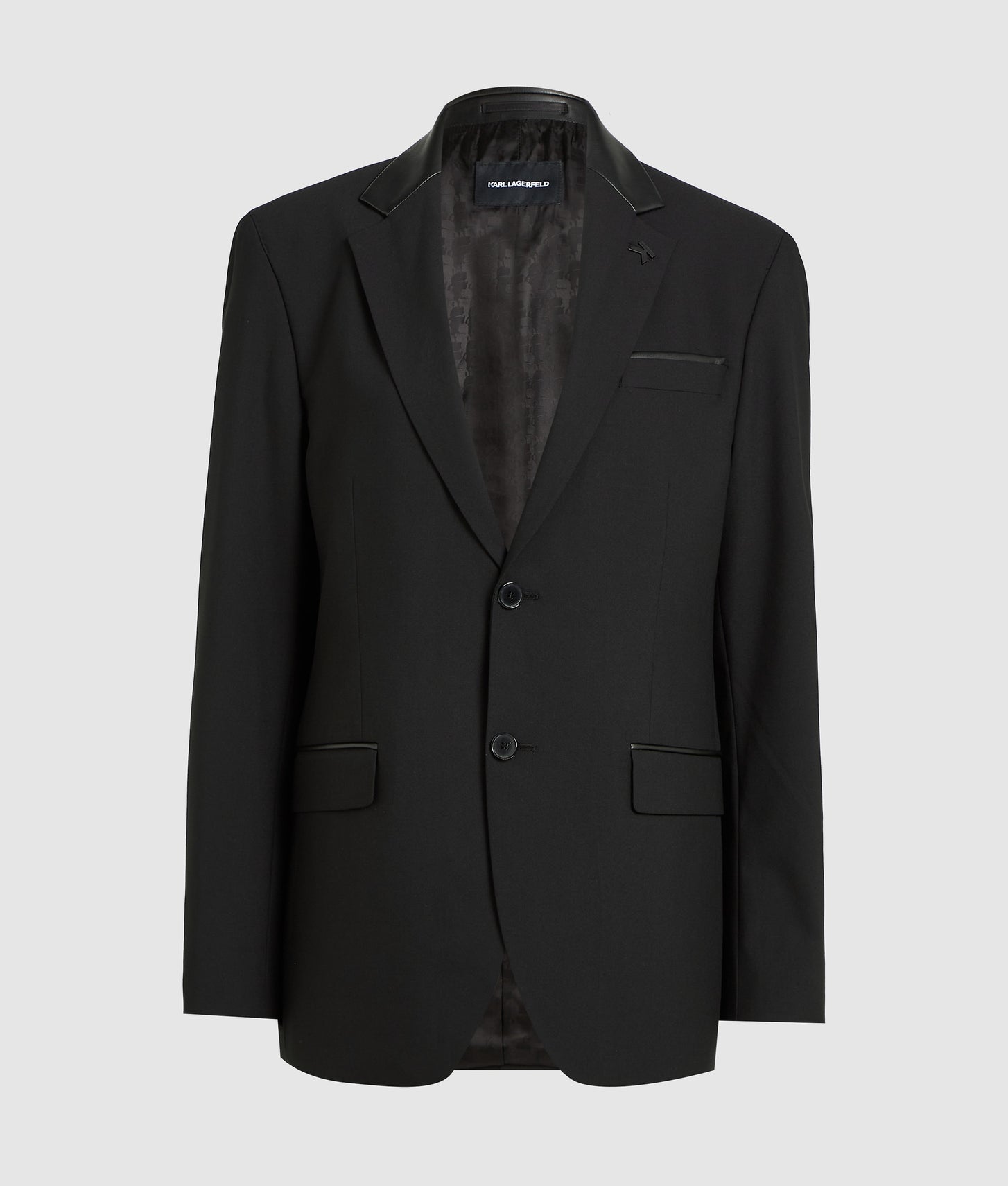 Karl Lagerfeld Faux-Leather Detail Blazer Black