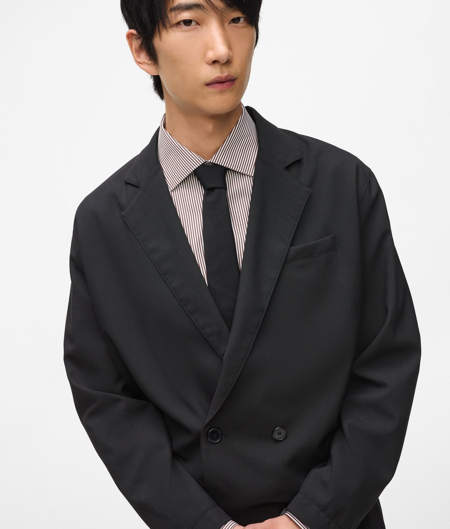 Karl Lagerfeld Short Double-Breasted Blazer Black
