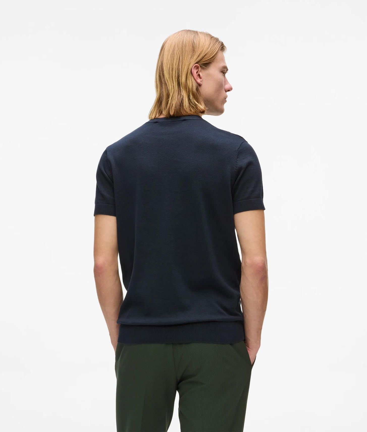 Karl Lagerfeld Textured Short-Sleeved Sweater Night Blue