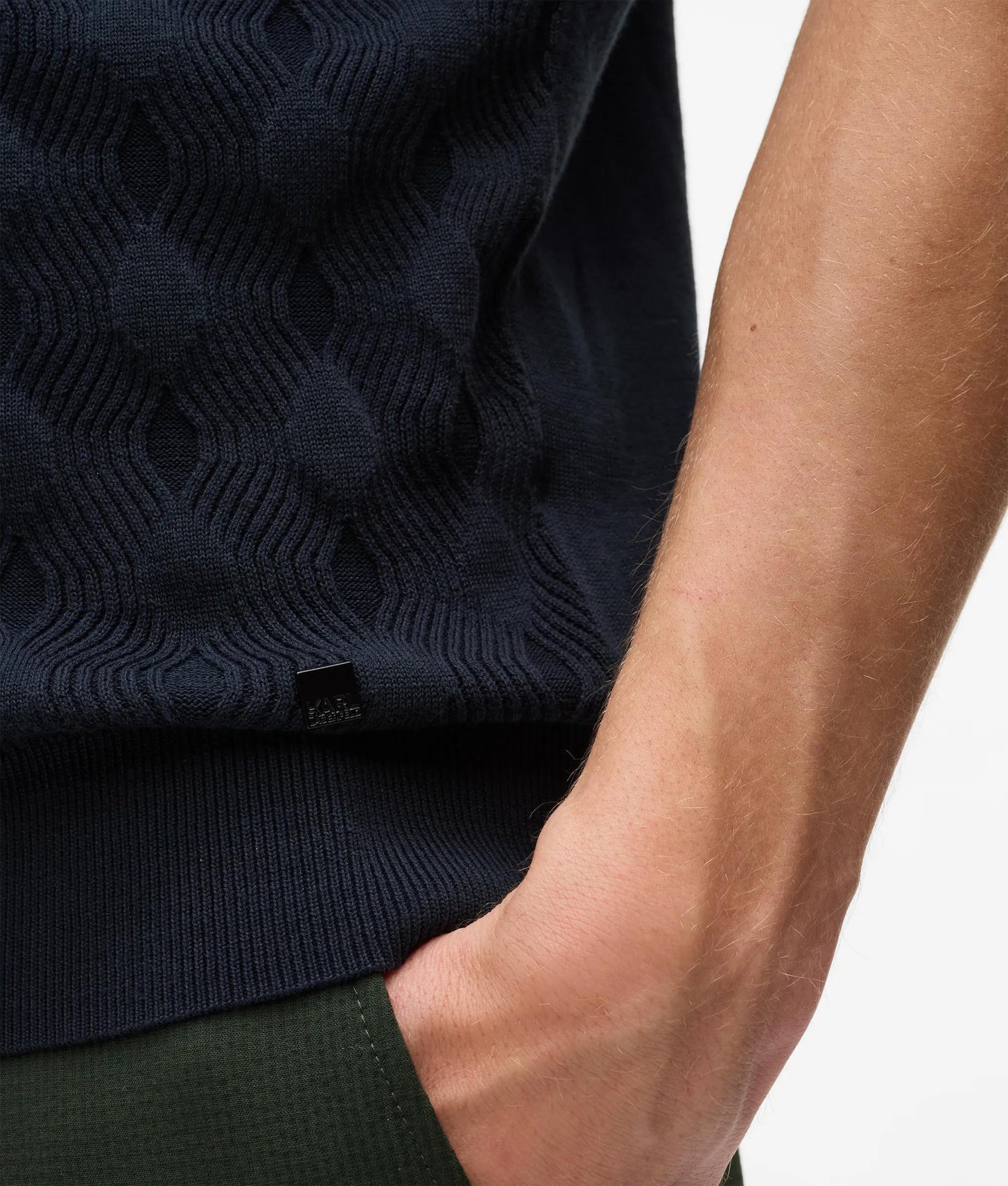 Karl Lagerfeld Textured Short-Sleeved Sweater Night Blue