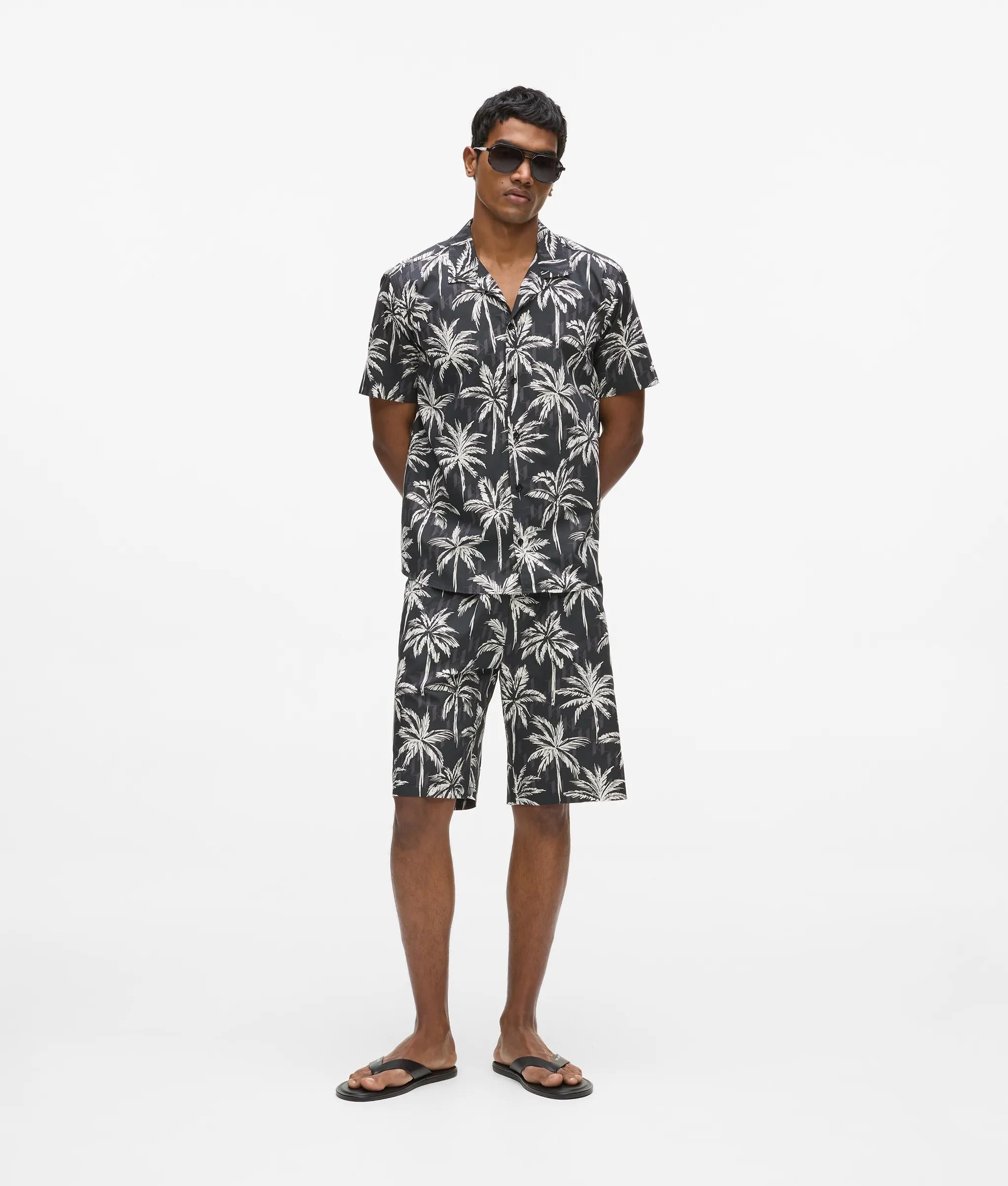 Karl Lagerfeld Palm-Print Shorts Black