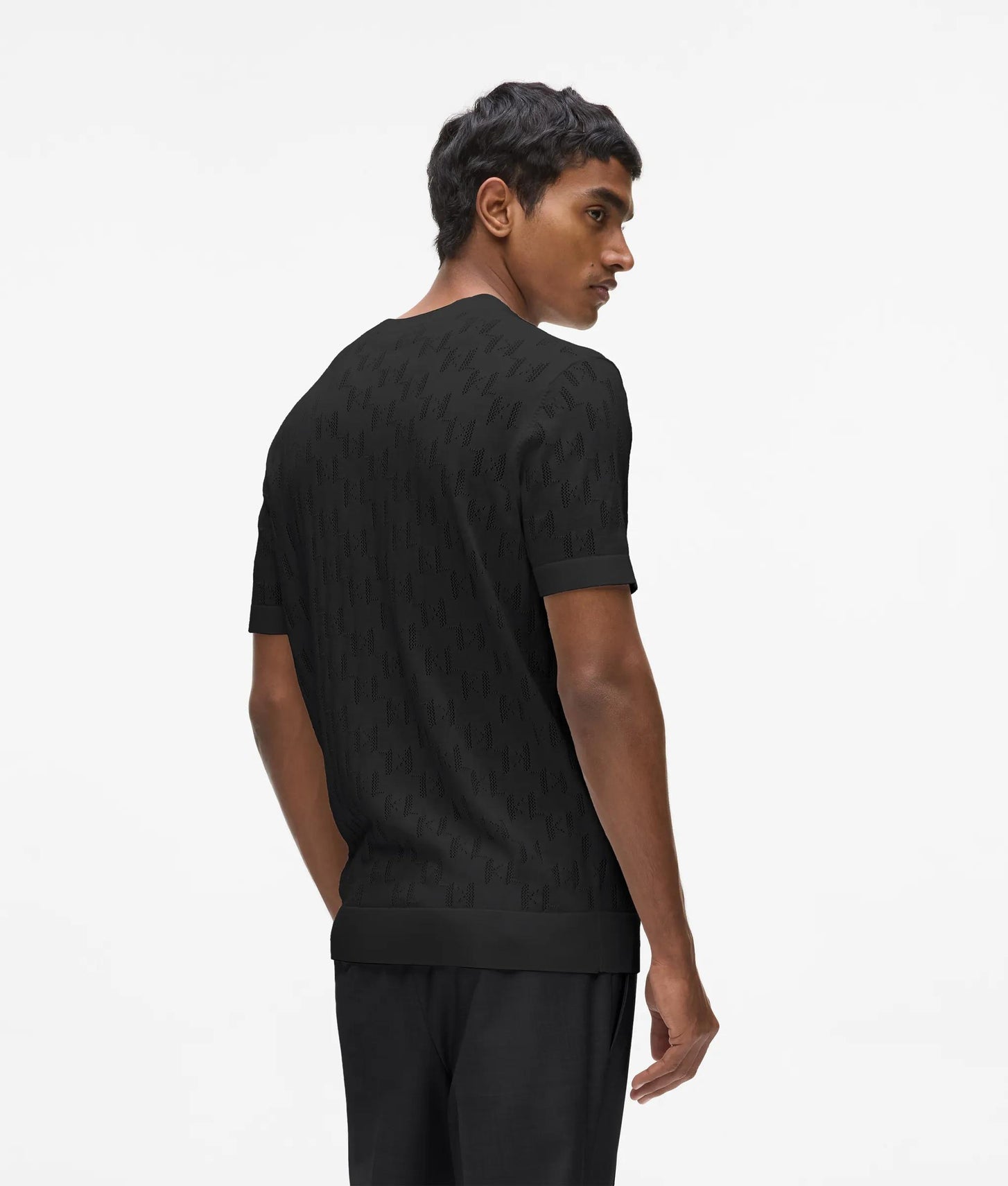 Karl Lagerfeld Monogram Short-Sleeved Sweater Black