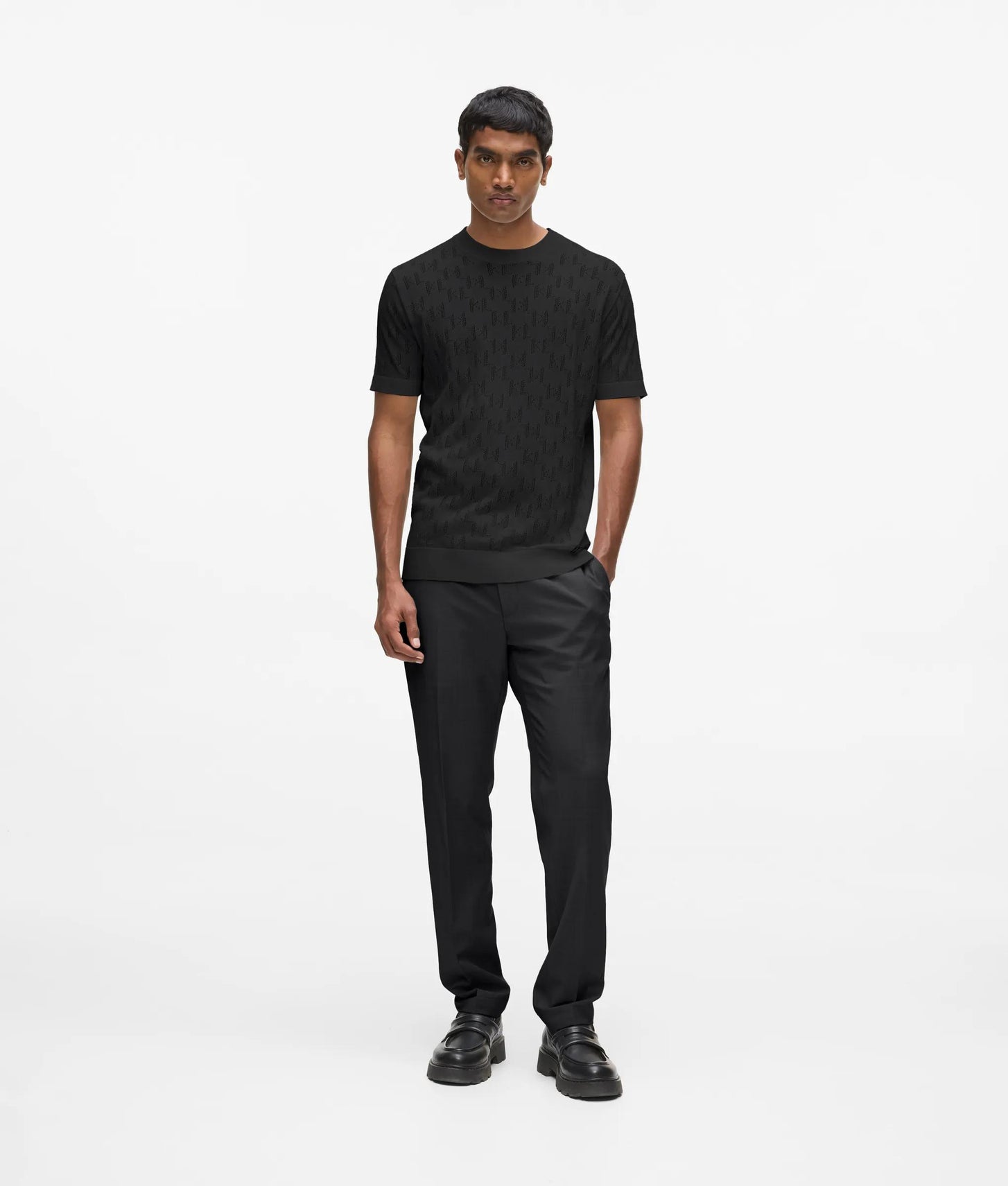Karl Lagerfeld Monogram Short-Sleeved Sweater Black