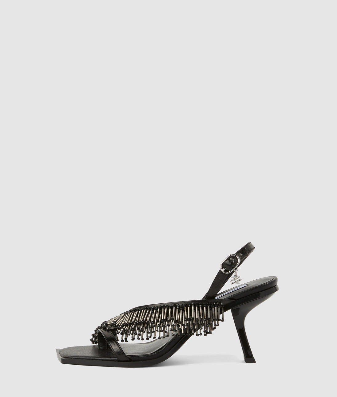 KarlLagerfeld Ksignature Beaded Moon Bag Black Embellishment