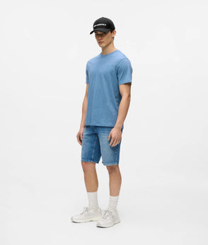 Karl Lagerfeld Monogram Linen Blend T-Shirt Coronet Blue