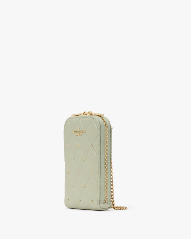 KateSpade Carey Quilted Studded Phone Chain Crossbody Sage Bundle