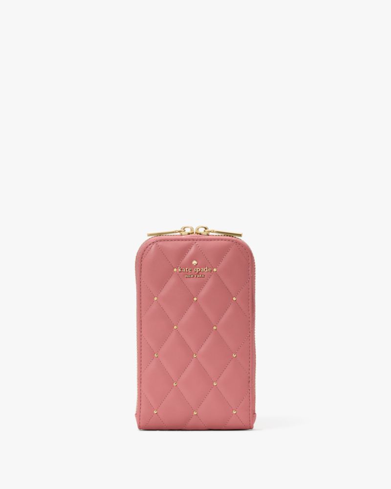 KateSpade Carey Quilted Studded Phone Chain Crossbody Pomegranate