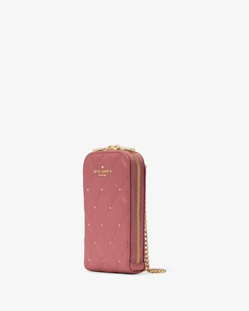 KateSpade Carey Quilted Studded Phone Chain Crossbody Pomegranate