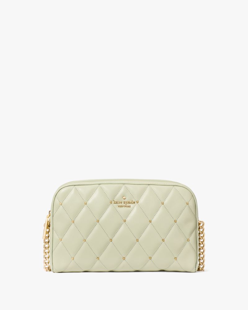 KateSpade Carey Quilted Studded Chain Camera Bag Sage Bundle
