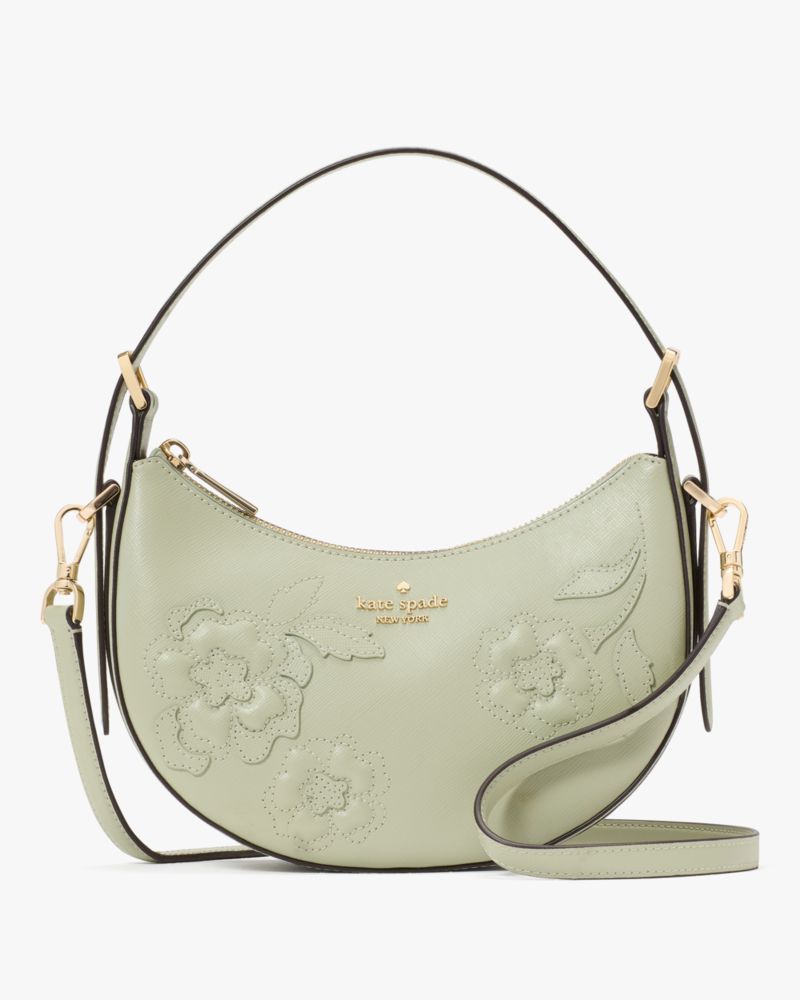 KateSpade Nova Floral Applique Crescent Shoulder Bag Sage Bundle