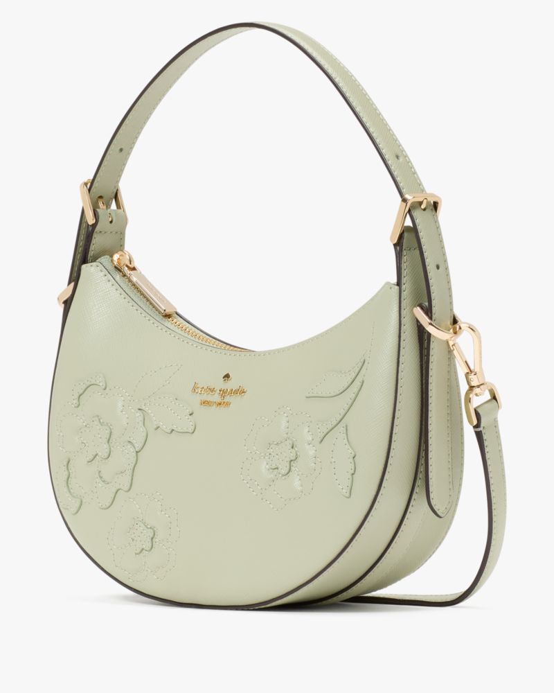 KateSpade Nova Floral Applique Crescent Shoulder Bag Sage Bundle