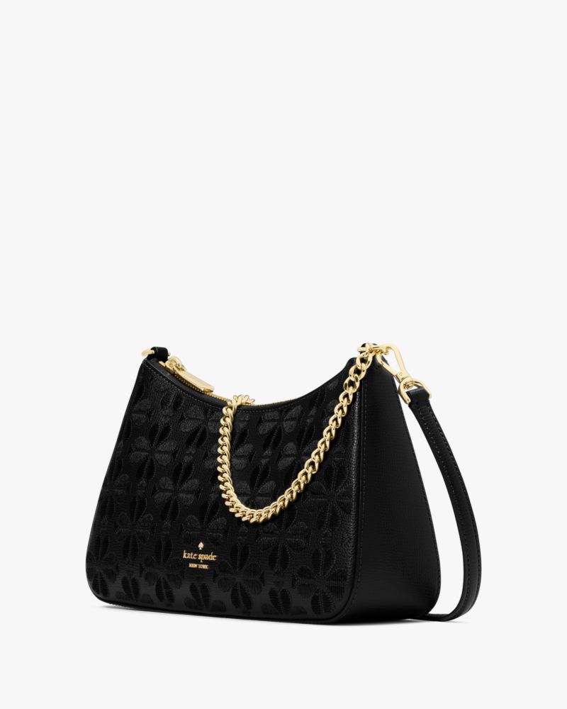 KateSpade Spade Flower Embroidered Medium Convertible Crossbody Black