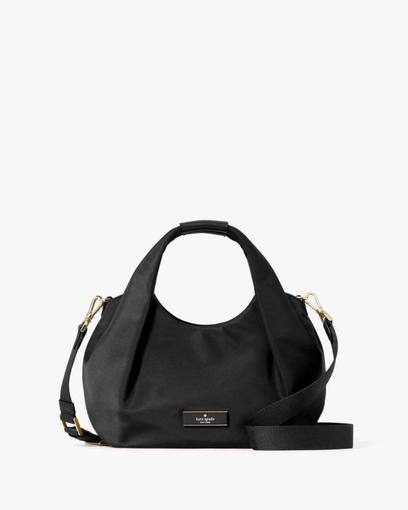 KateSpade Carter Nylon Small Pleated Crossbody Black