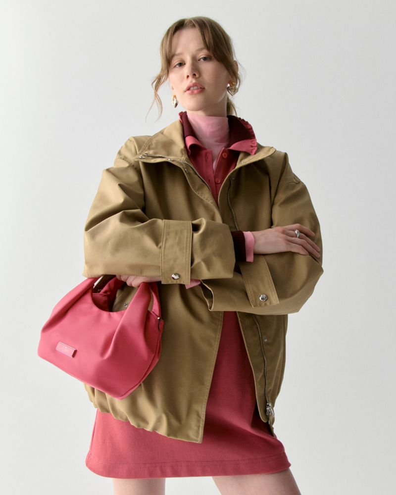 KateSpade Carter Nylon Small Pleated Crossbody Rose Oil