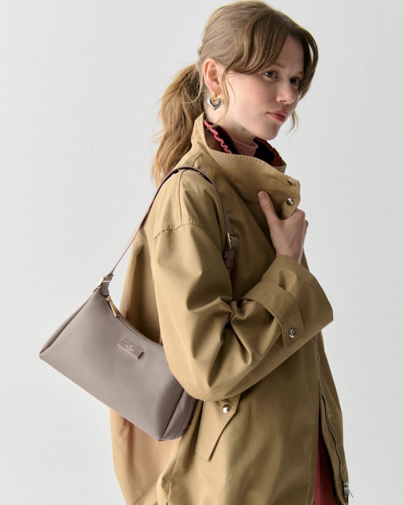 KateSpade Carter Nylon Small Shoulder Bag Cozy Grey