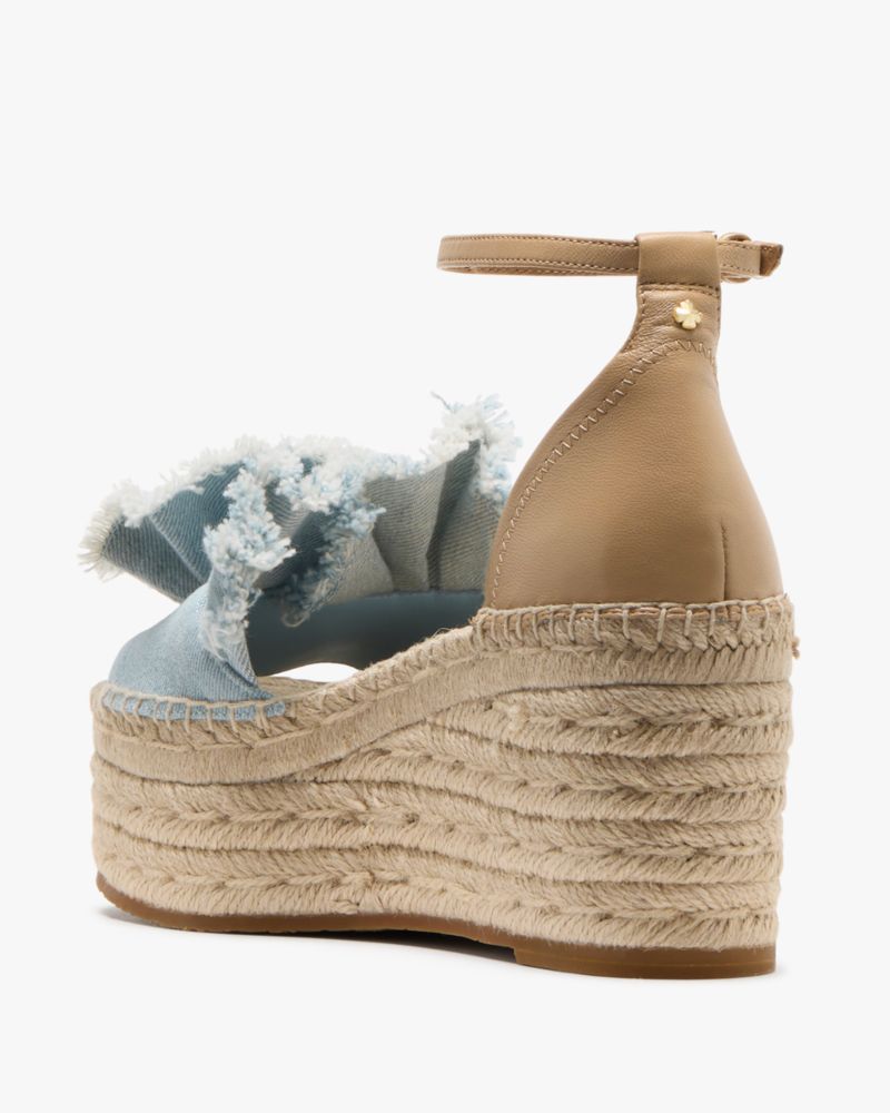 Katespade Flourish Espadrille Wedge Sandals Denim Walnut Shell