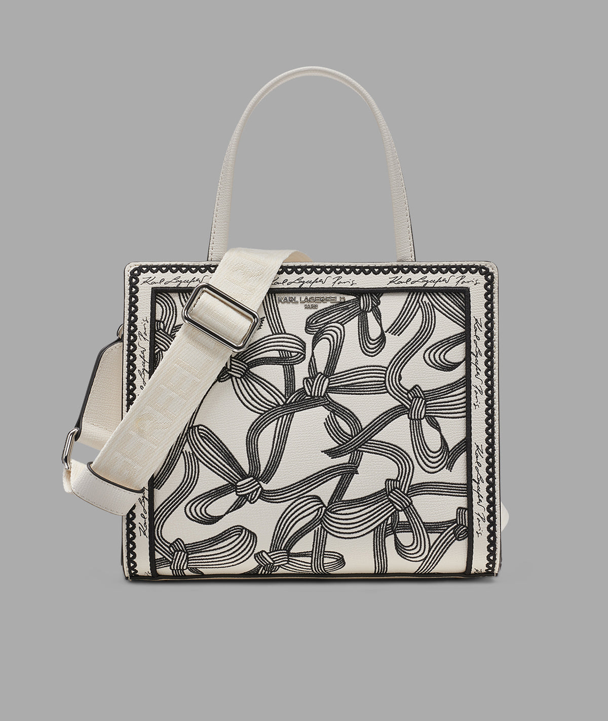 KarlLagerfeld Maybelle satchel with bow print white/black print