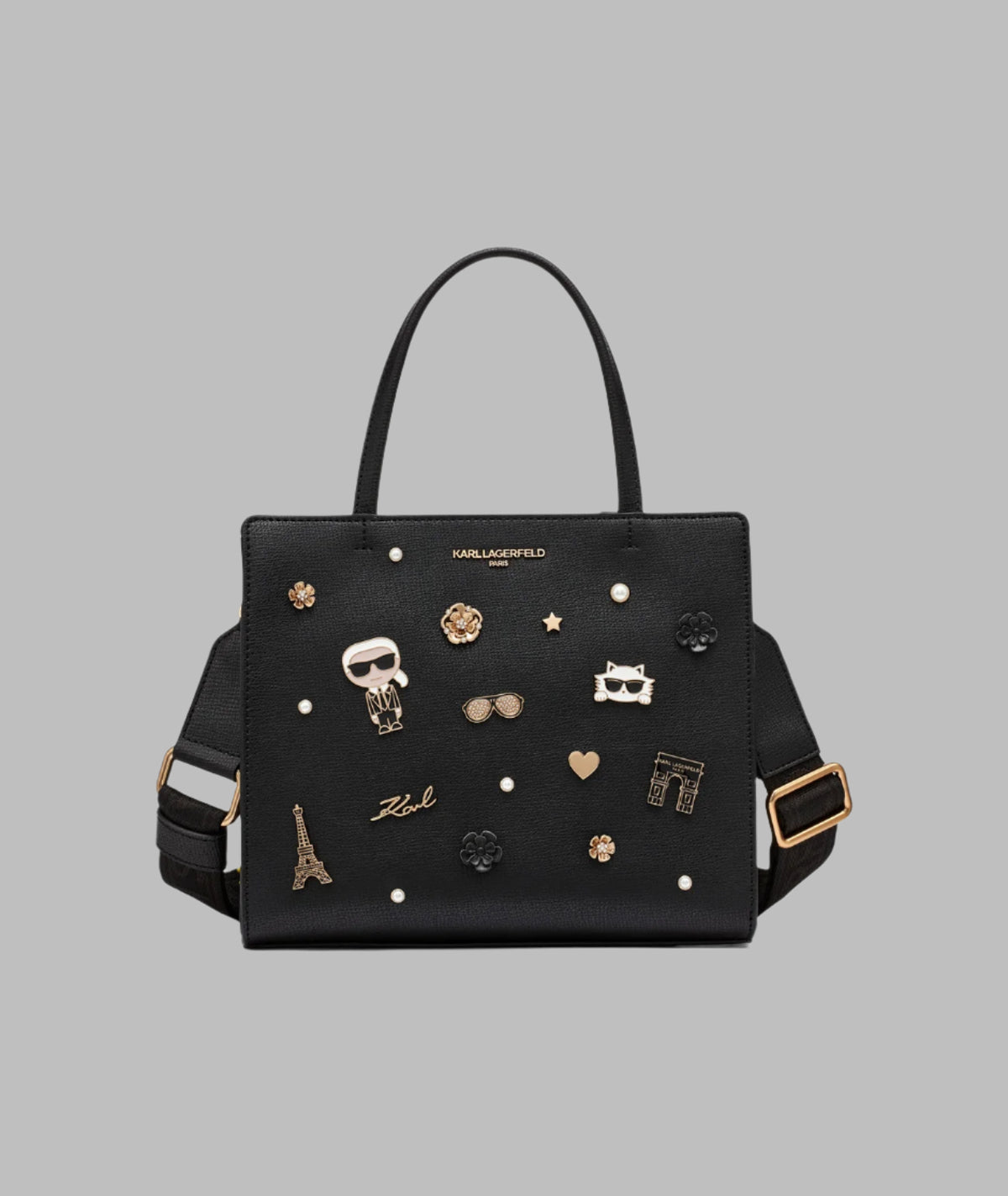 KarlLagerfeld Maybelle duo top handle satchel black