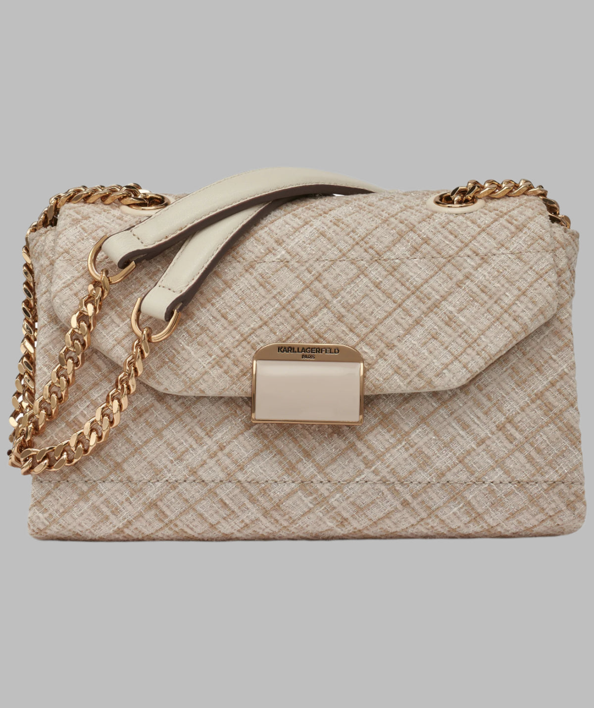 KarlLagerfeld Liana tweed shoulder bag beige
