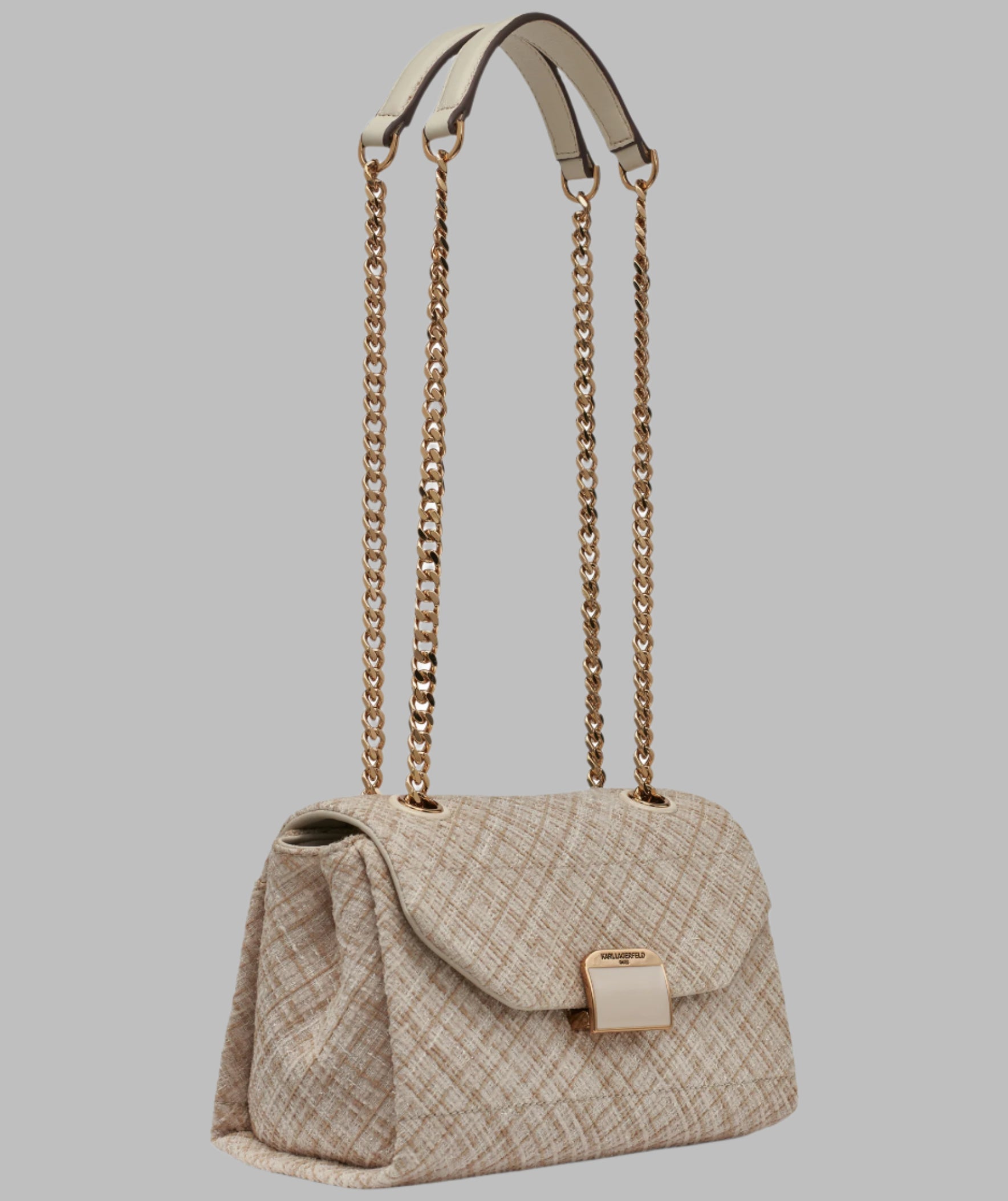 KarlLagerfeld Liana tweed shoulder bag beige
