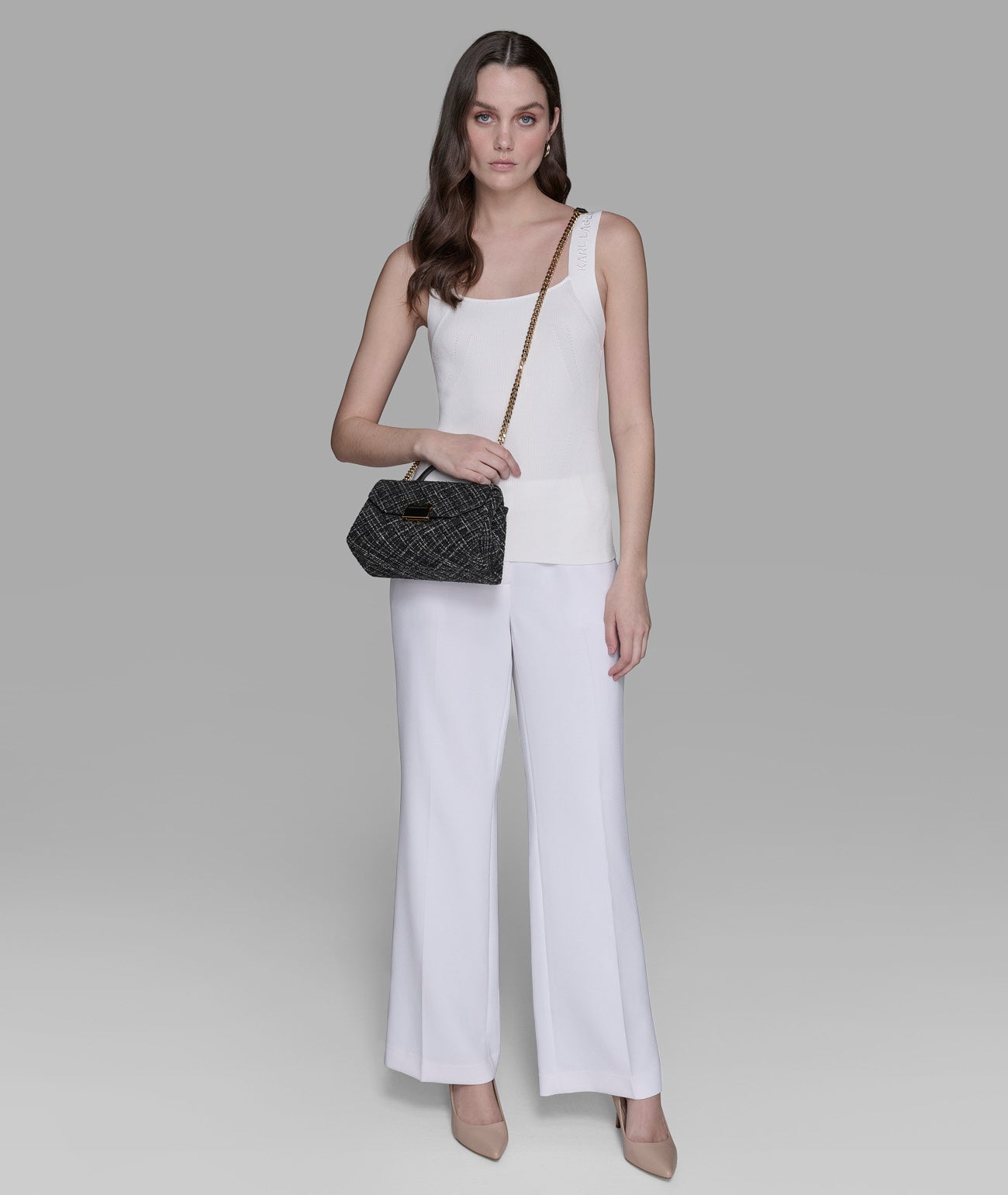 KarlLagerfeld Liana tweed shoulder bag black