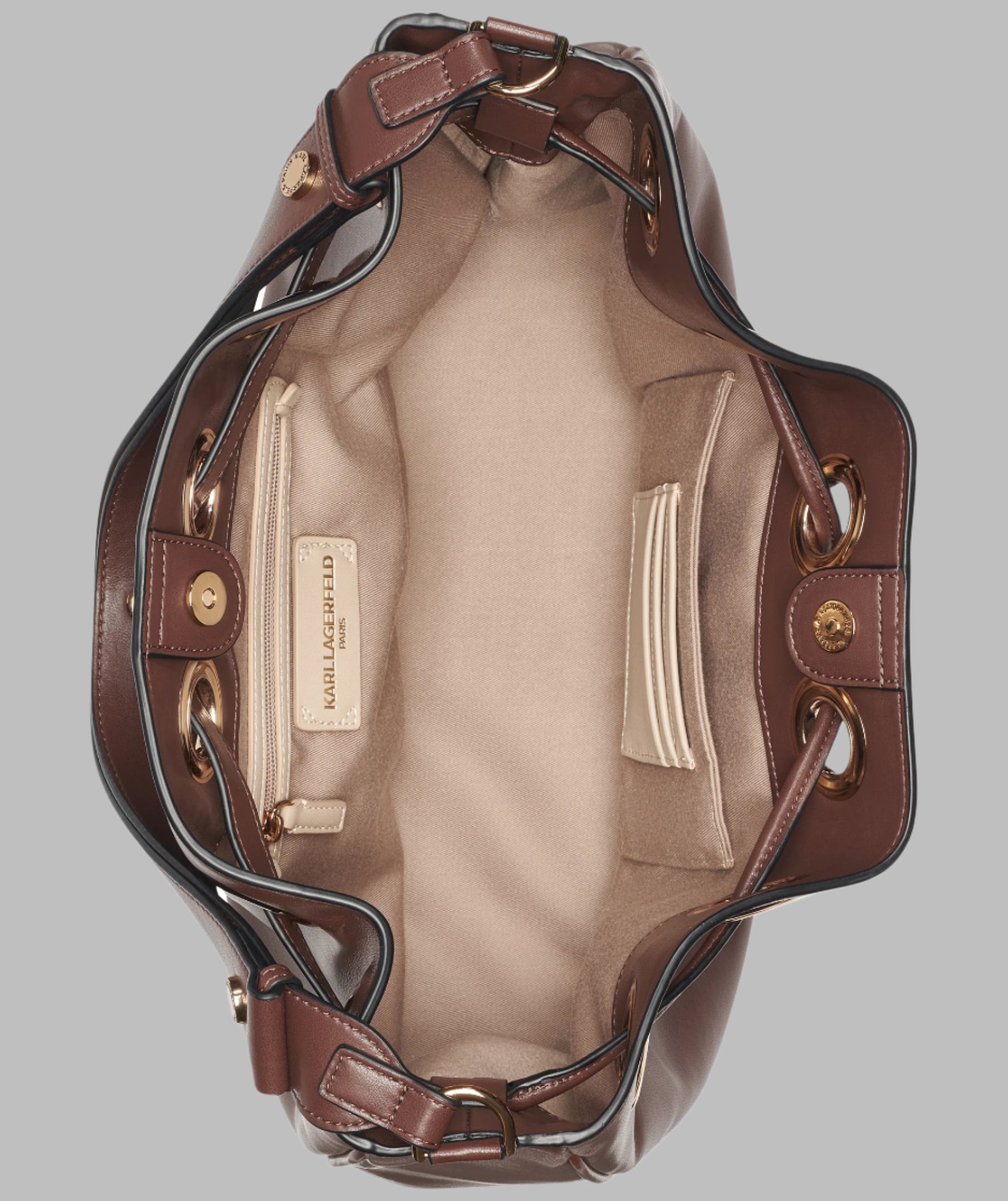 KarlLagerfeld Desiree small leather hobo bag brown