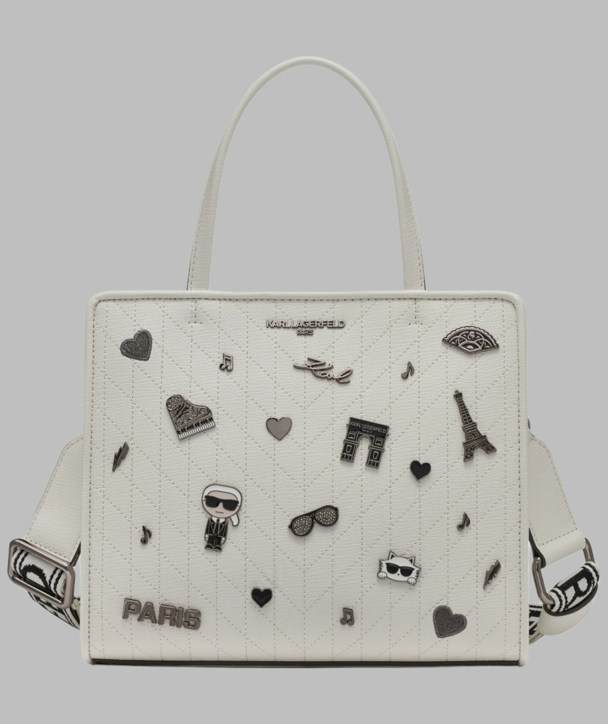 KarlLagerfeld Maybelle satchel with pins white